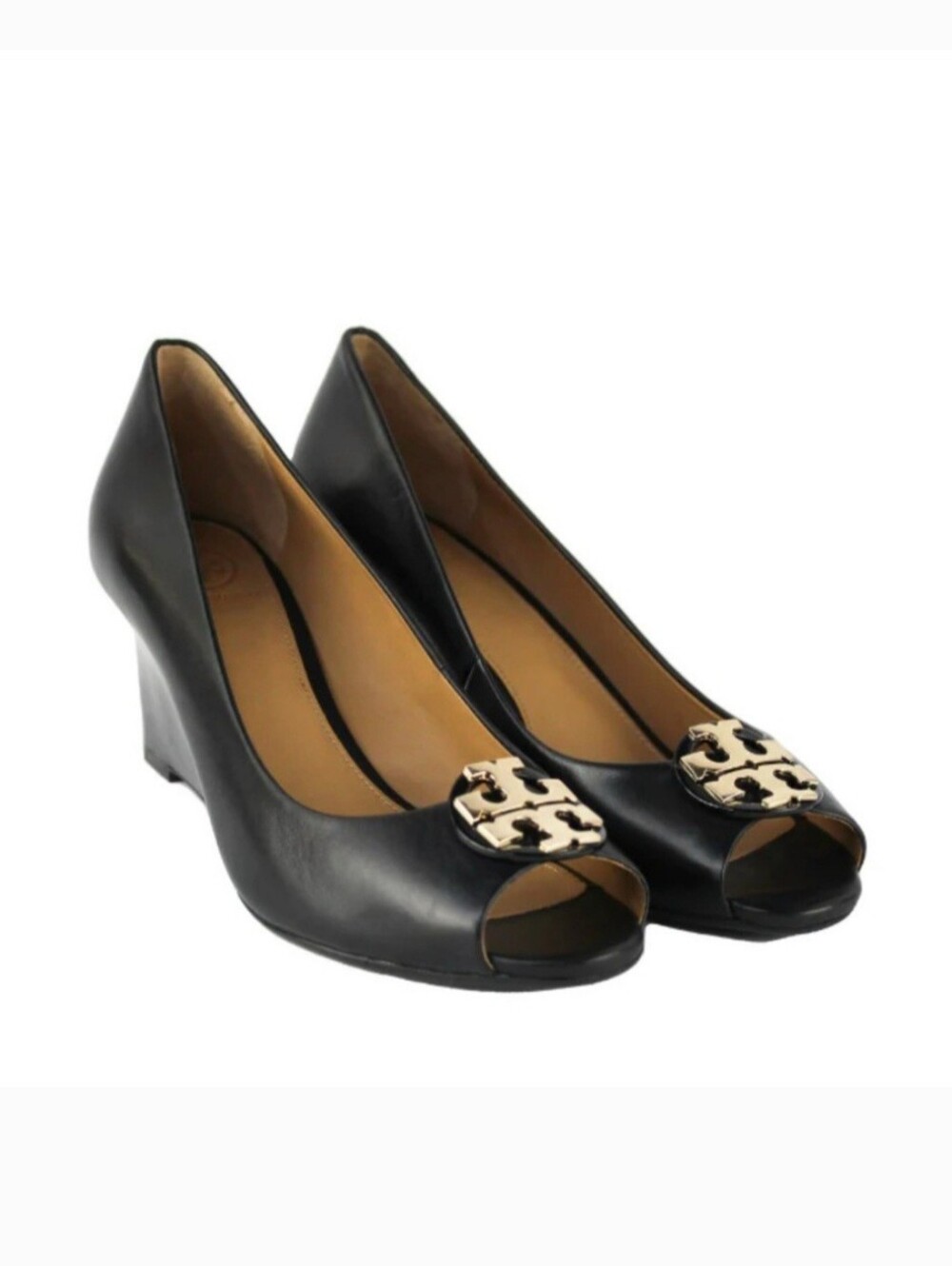 Tory Burch Leather  Claire Peep-toe wedges